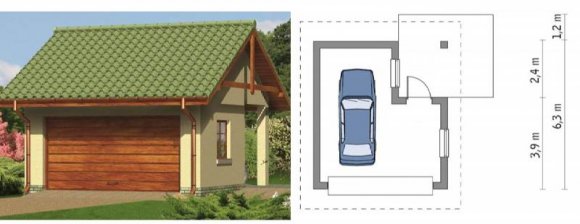 Проект гаража из пеноблоков на 1 машину Проект гаража из пеноблоков на 1 машину