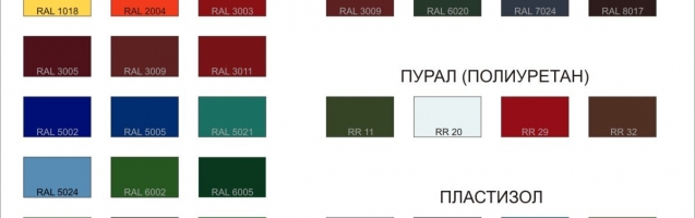 Профнастил с полимерным покрытием - варианты цветов Профнастил с полимерным покрытием - варианты цветов