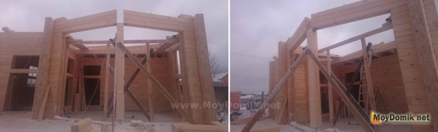 Собранная коробка дома из клееного бруса Собранная коробка дома из клееного бруса